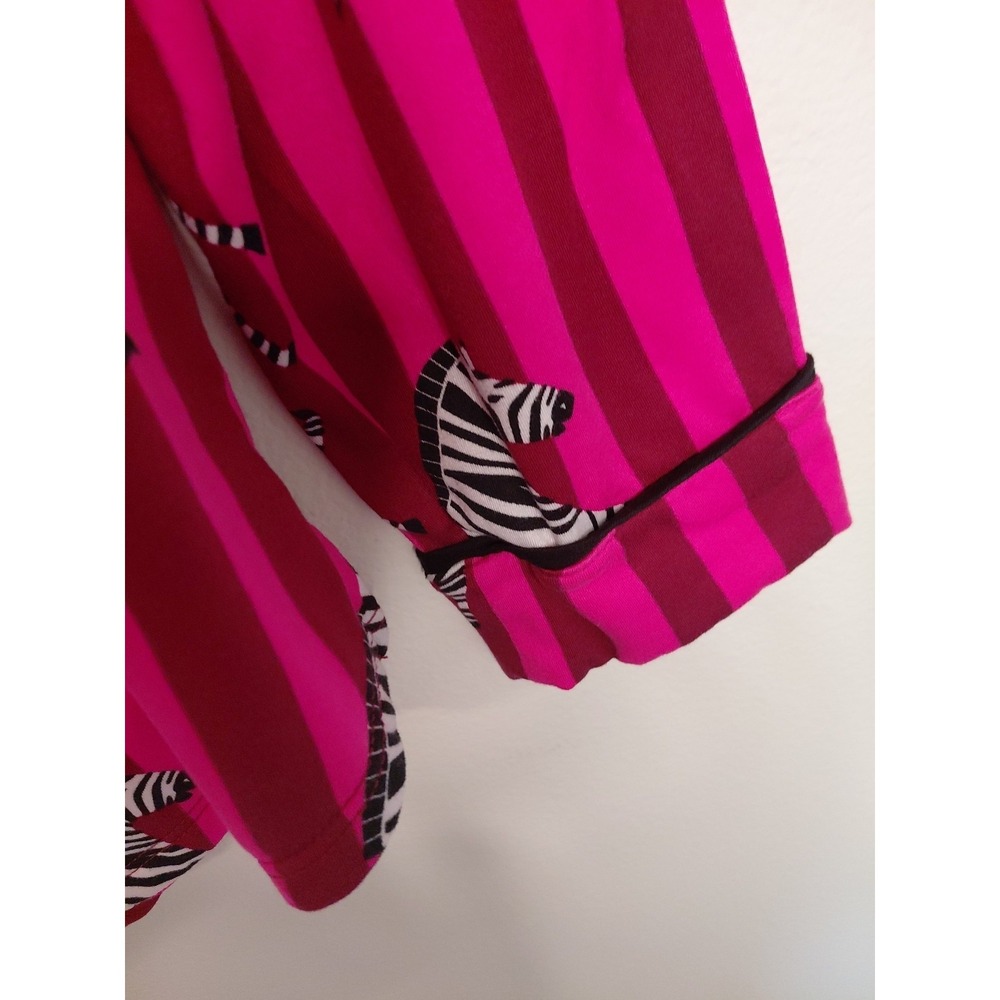 Room Service Zebra Pajama Set XL Pink Lounge Soft Sleepwear Shawl Collar - Picture 8 of 9